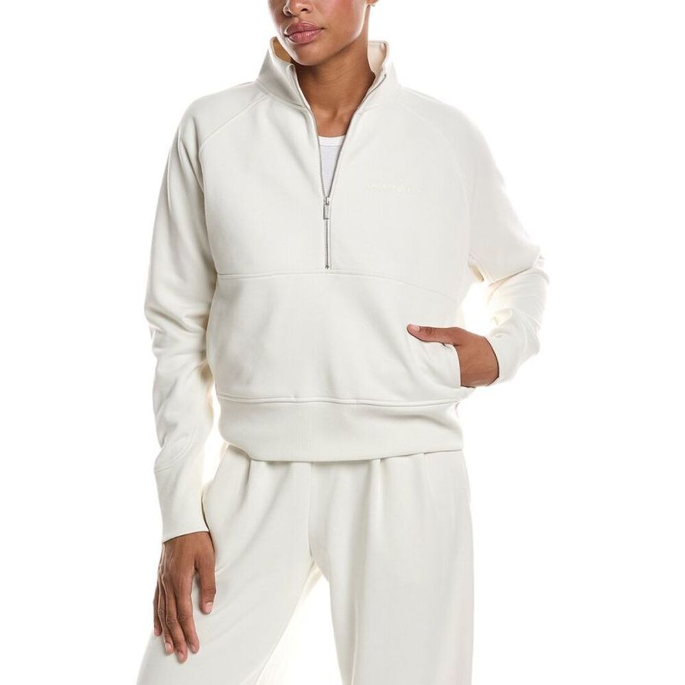 Sweaty Betty Womens Revive Rib Mix 1/2-Zip Sweatshirt, White